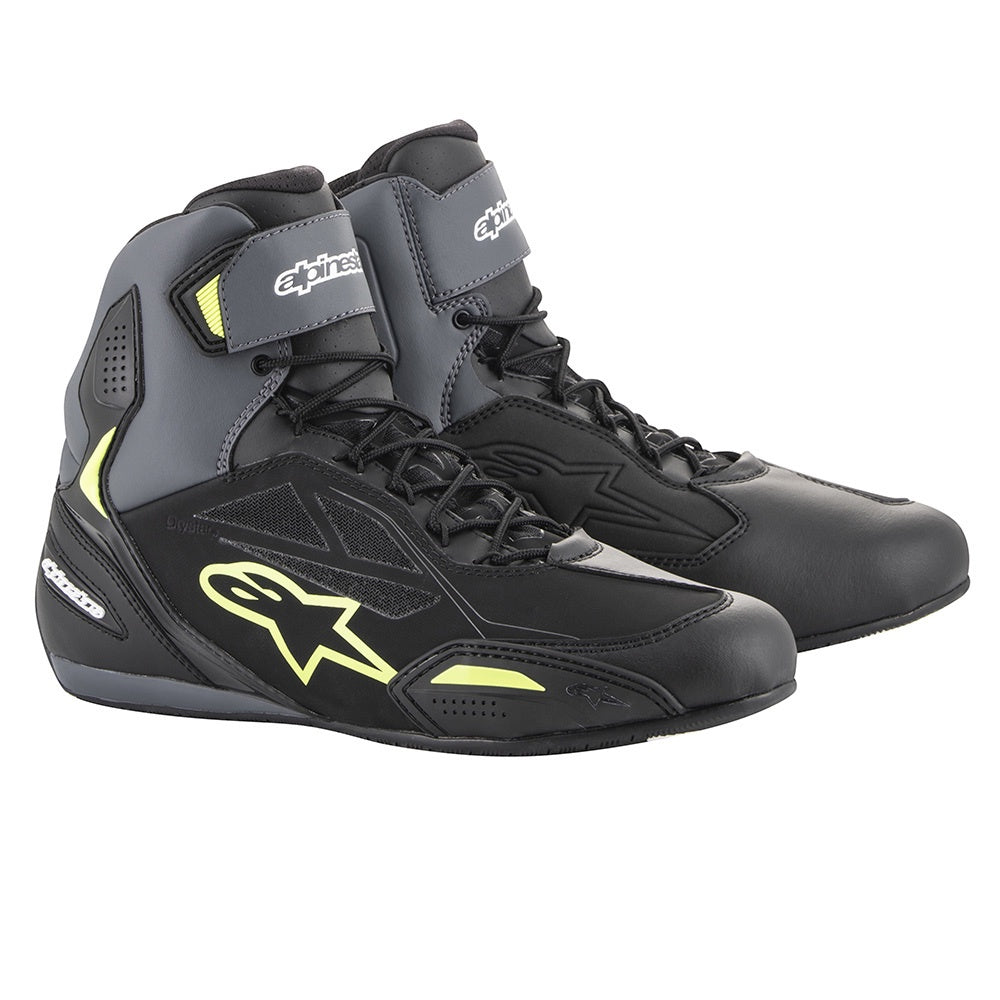 Alpinestars Faster 3 Drystar Waterproof Short Boots - Black / Grey / Yellow Fluo