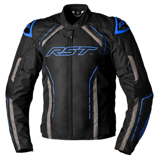 RST S1 CE Mens Textile Jacket - Black / Grey / Blue