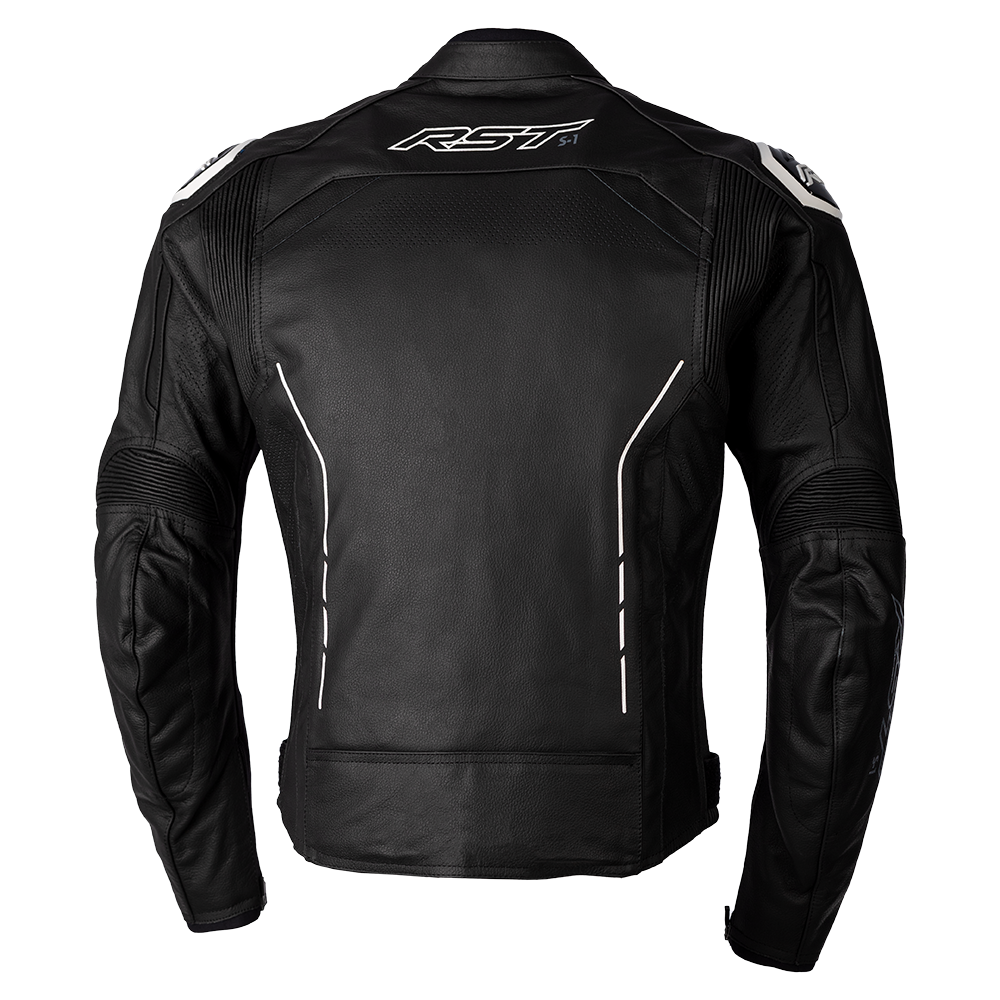 RST S1 CE Mens Leather Jacket - Black / Black / White