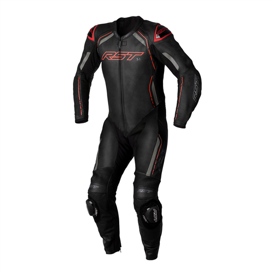 RST S1 CE Mens One Piece Leather Suit - Black / Grey / Red