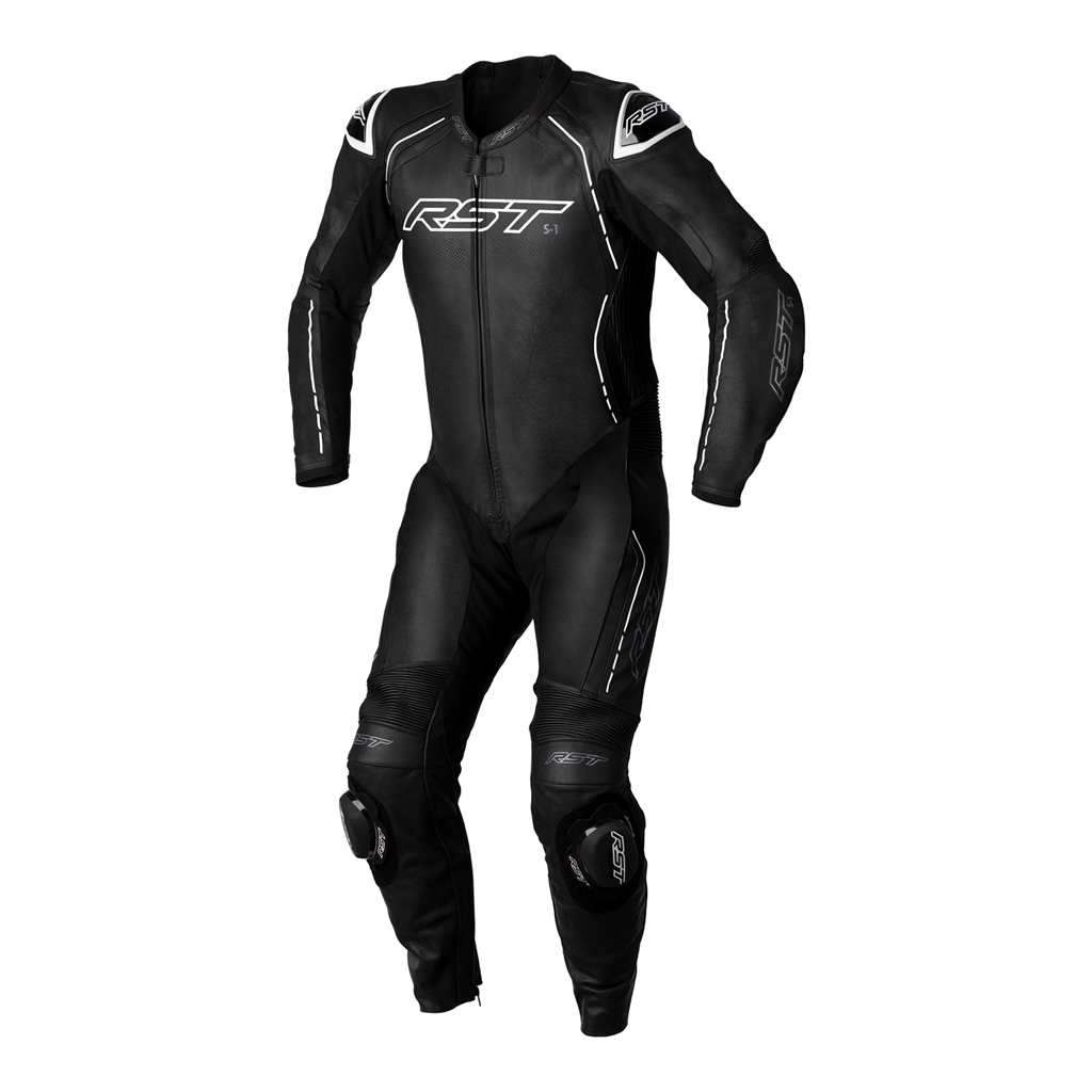 RST S1 CE Mens One Piece Leather Suit - Black / White