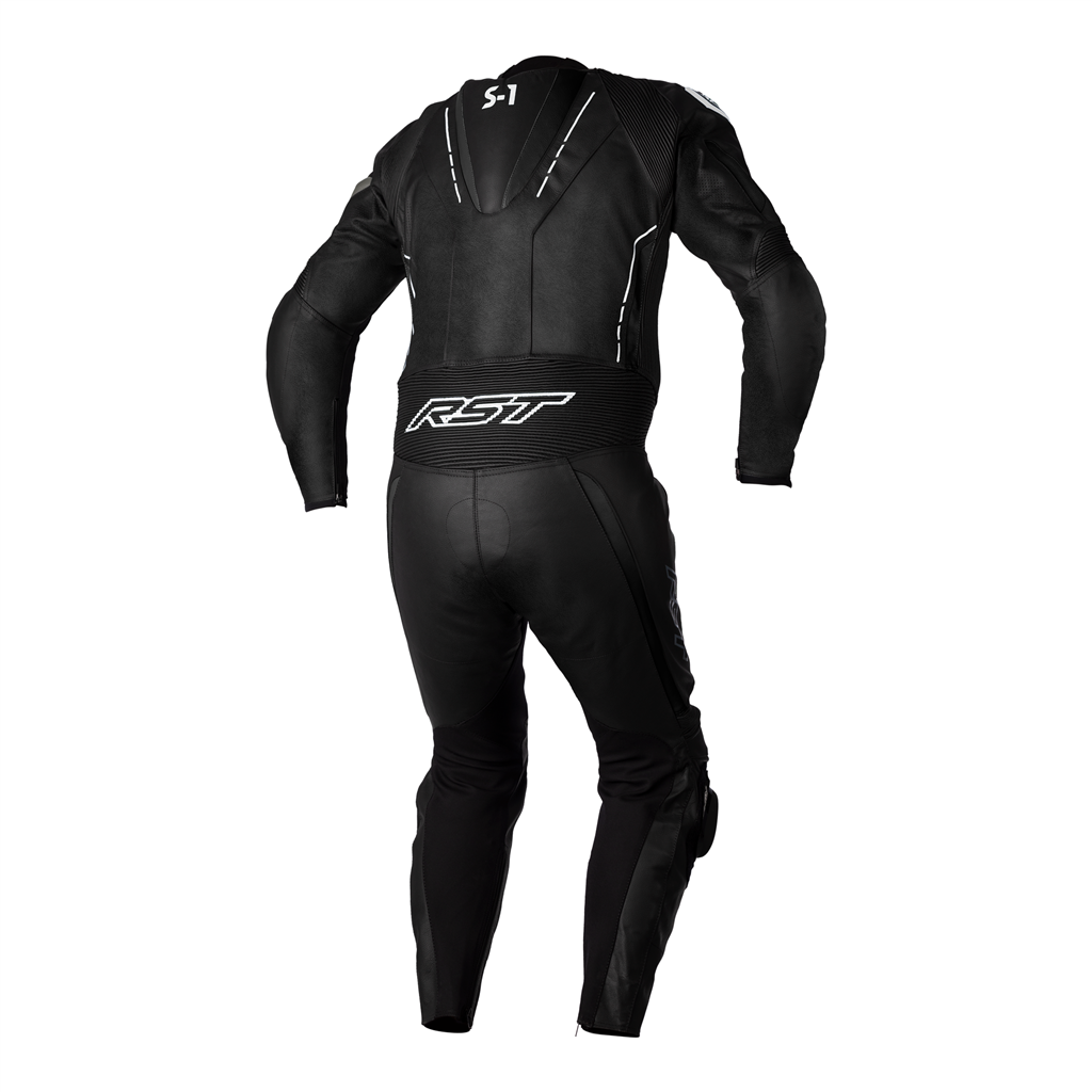 RST S1 CE Mens One Piece Leather Suit - Black / White