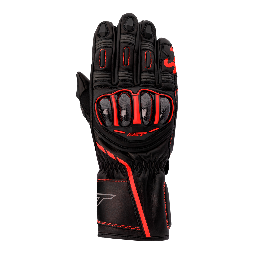 RST S1 CE Leather Mens Gloves - Black / Grey / Red