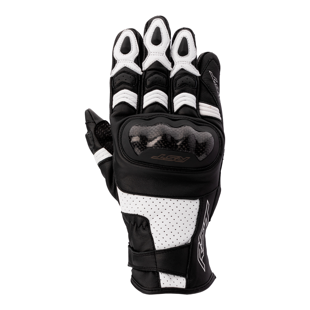 RST Shortie CE Mens Leather Gloves - Black / White