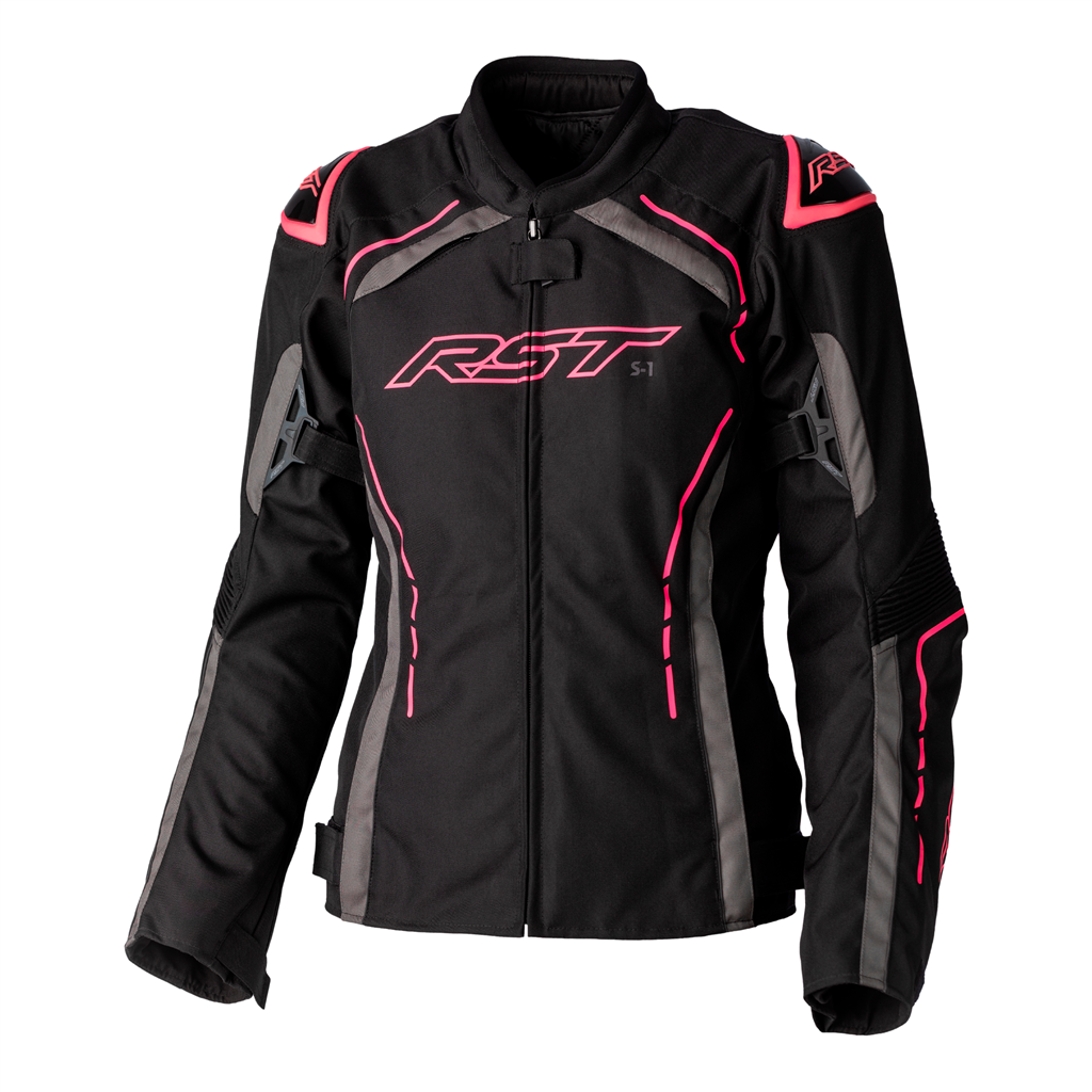 RST S1 CE Ladies Textile Jacket - Black / Neon Pink