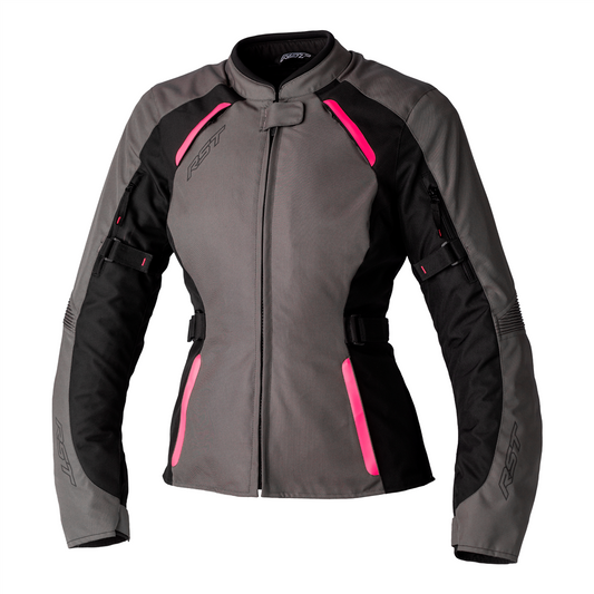 RST Ava CE Ladies Textile Jacket - Grey / Black / Neon Pink