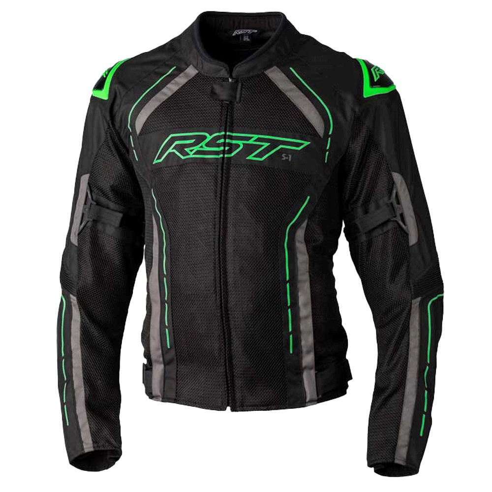 RST S1 Mesh CE Mens Textile Jacket - Black / Neon Green