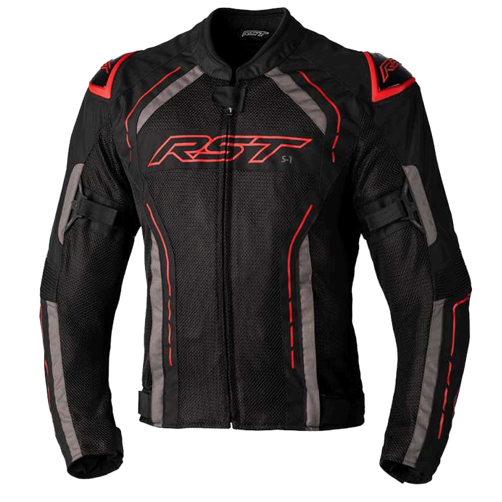 RST S1 Mesh CE Mens Textile Jacket - Black / Red