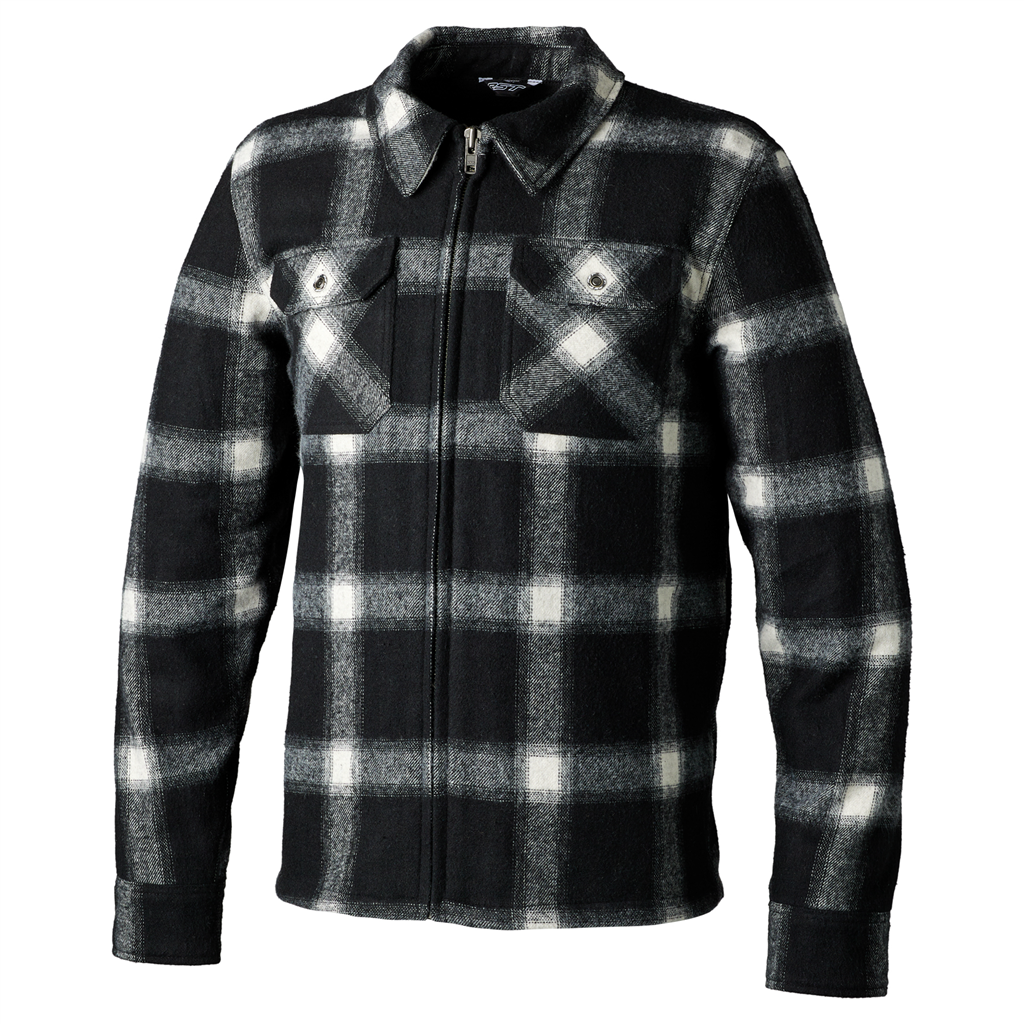 RST Brushed CE Mens Textile Shirt - Black / White Check