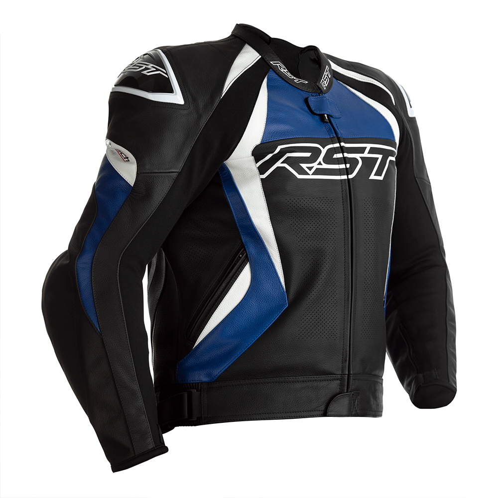 RST Tractech Evo 4 CE Mens Leather Jacket - Black / Blue .