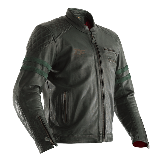 RST IOM TT Hillberry CE Mens Leather Jacket - Green