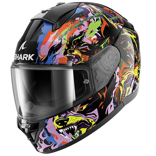 Shark Ridill 2 Full Face Helmet Raging Beast KVY - Black / Pink / Yellow