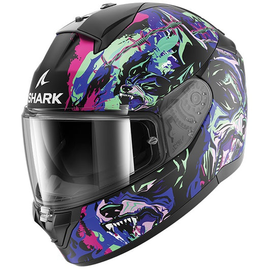 Shark Ridill 2 Full Face Helmet Raging Beast KVG - Black / Violet / Green