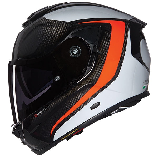 Nolan X-903 Ultra Carbon Full Face Helmet Intrigo 344 - White / Orange