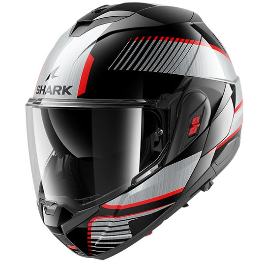 Shark OXO Flip Front Helmet Sikter KUS - Black / Silver / Red