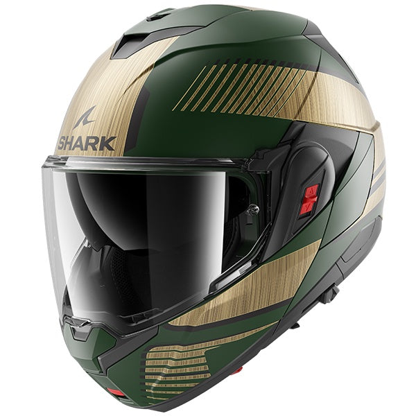 Shark OXO Flip Front Helmet Sikter Mat GUQ - Green / Gold