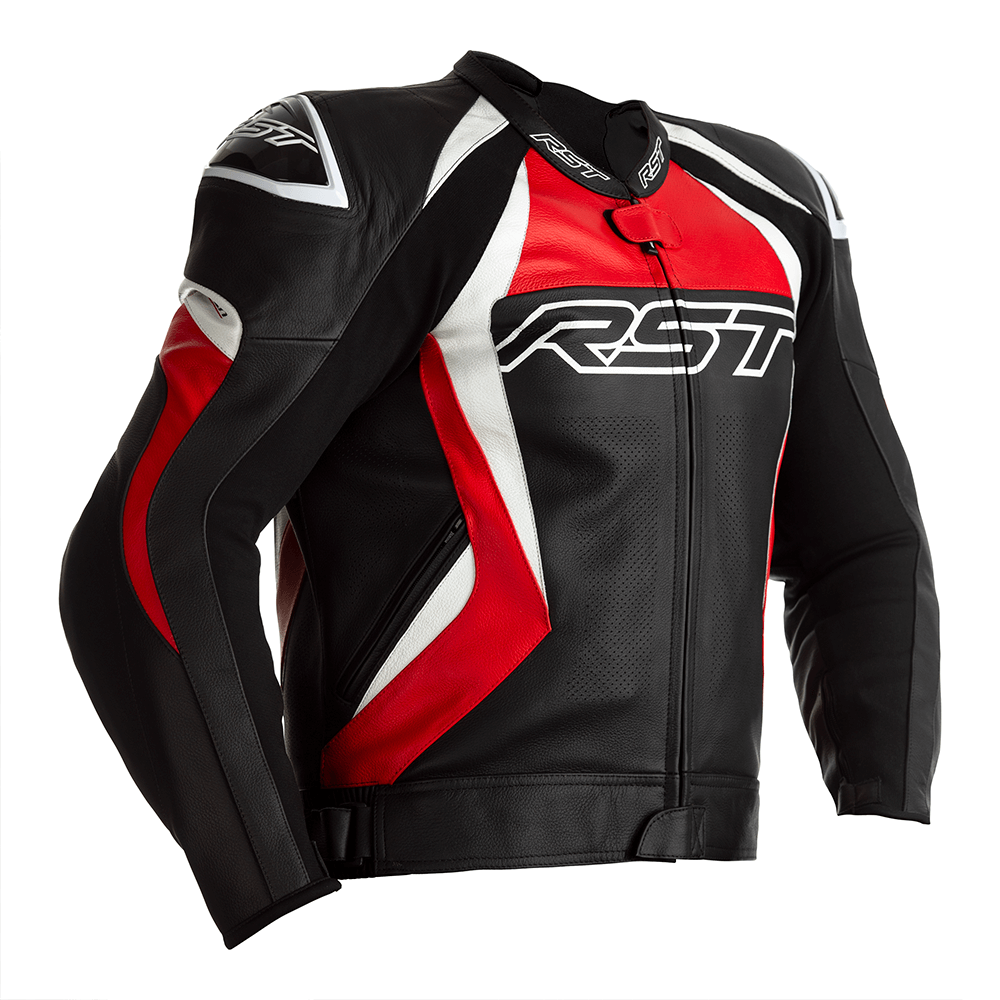 RST Tractech Evo 4 CE Mens Leather Jacket - Black / Red