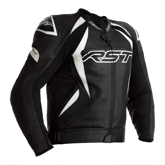 RST Tractech Evo 4 CE Mens Leather Jacket - Black / White .