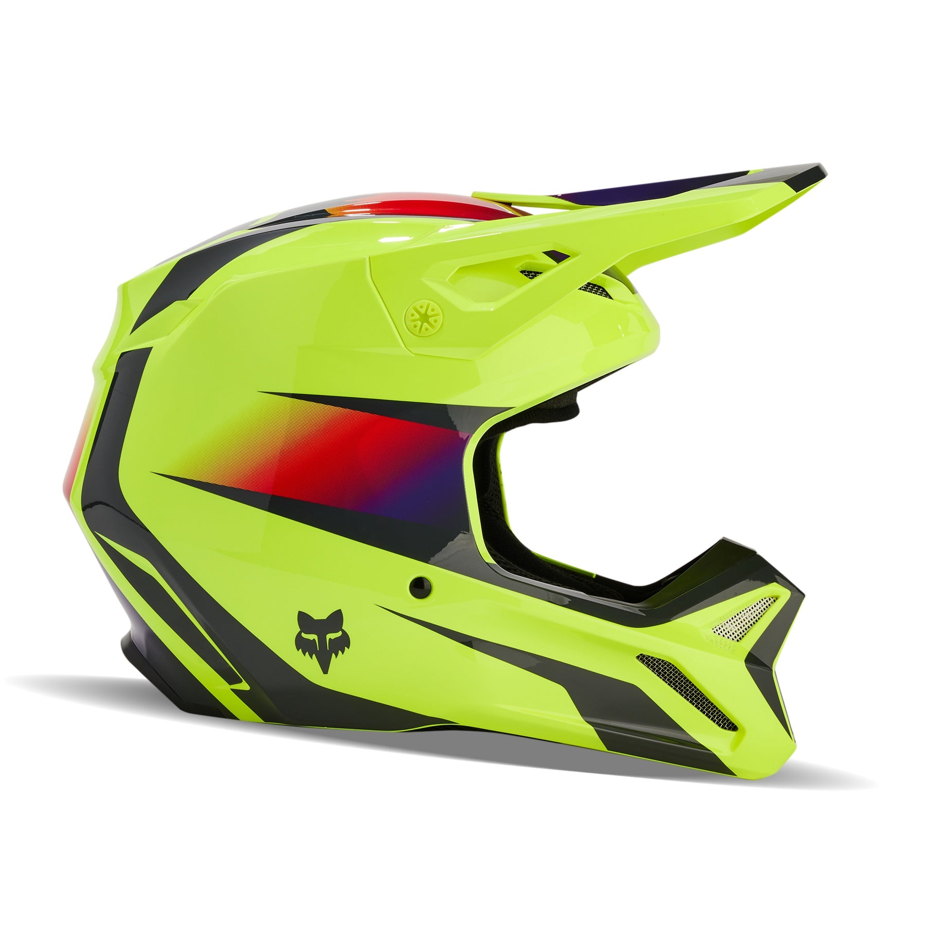 Fox V1 Flora MX24 Motocross Off-Road Helmet - Flo Yellow