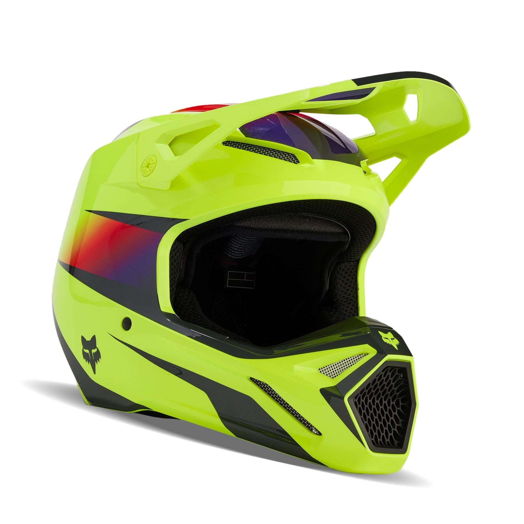 Fox V1 Flora MX24 Motocross Off-Road Helmet - Flo Yellow