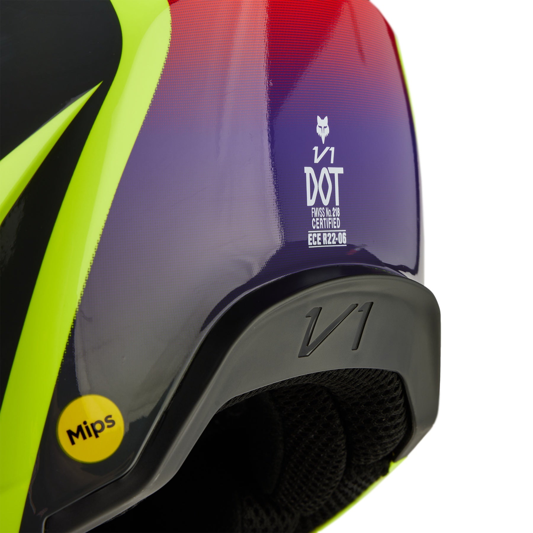 Fox V1 Flora MX24 Motocross Off-Road Helmet - Flo Yellow