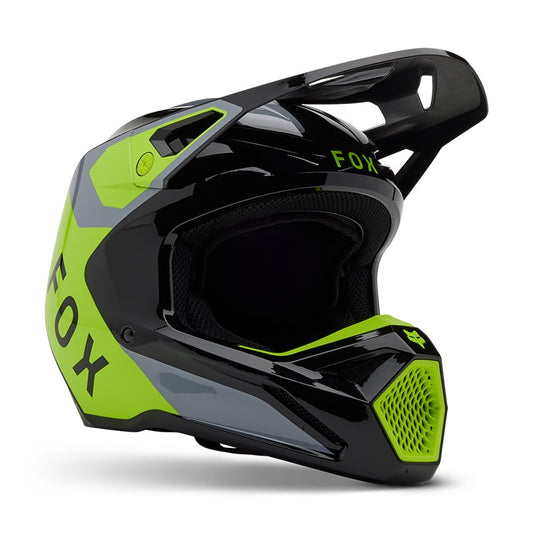 Fox YOUTH V1 Lean Motocross Off-Road Helmet - Grey / Yellow