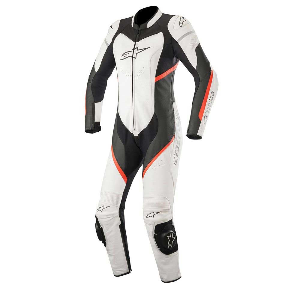 Alpinestars Stella Kira Ladies 1 Piece Leather Suit - Black / White / Red Fluo