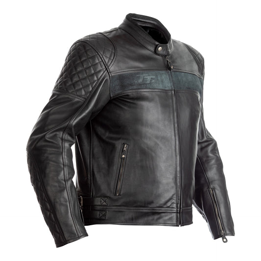 RST IOM TT Brandish CE Mens Leather Jacket - Black .