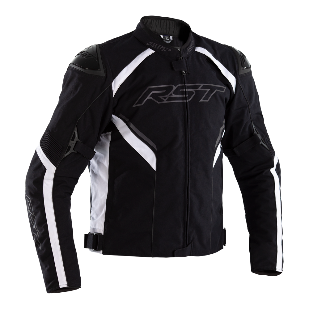 RST Sabre CE Mens Textile Jacket - Black / Black / White .