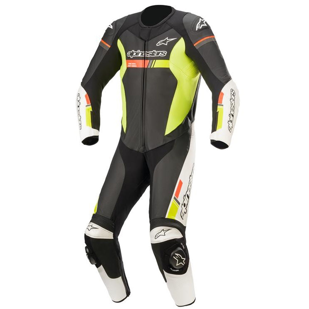 Alpinestars GP Force Chaser 1 Piece Leather Suit - Black / White / Red / Flo Yellow