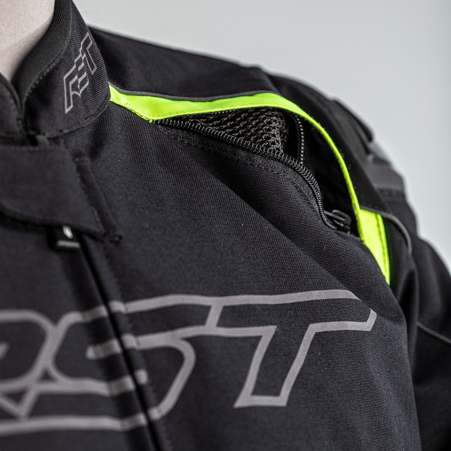 RST Sabre CE Mens Textile Jacket - Black / Grey / Flo Yellow .