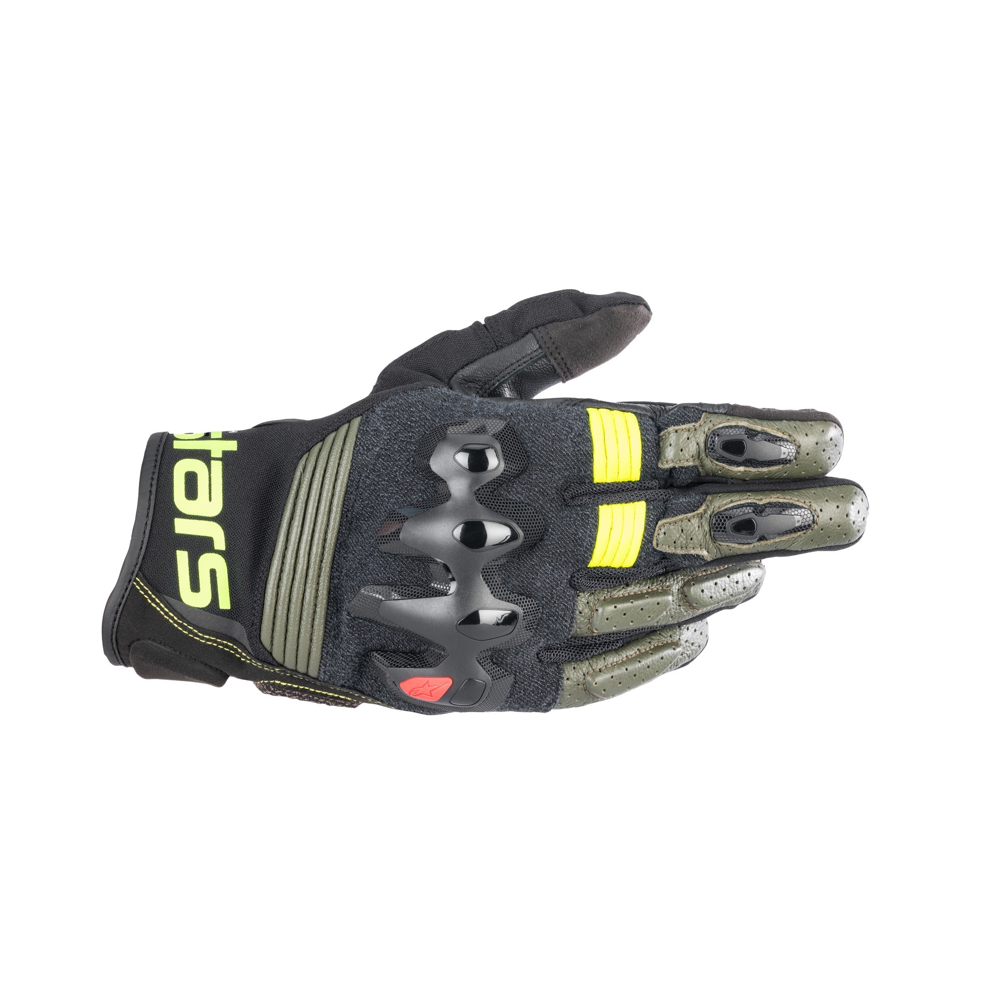 Alpinestars Halo Leather Gloves Forest - Black / Yellow Fluo