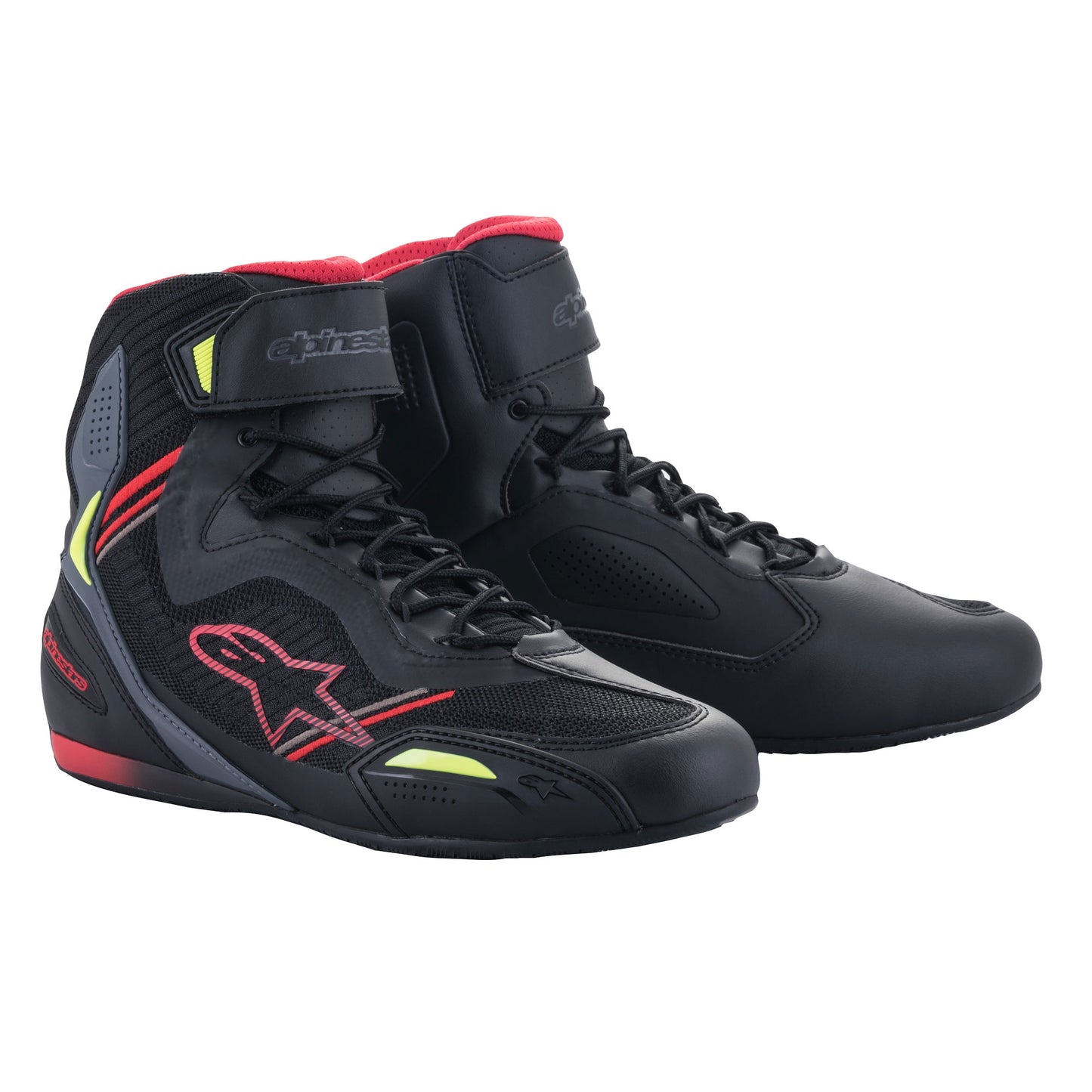 Alpinestars Faster-3 Rideknit Shoes - Black / Red / Yellow Fluo