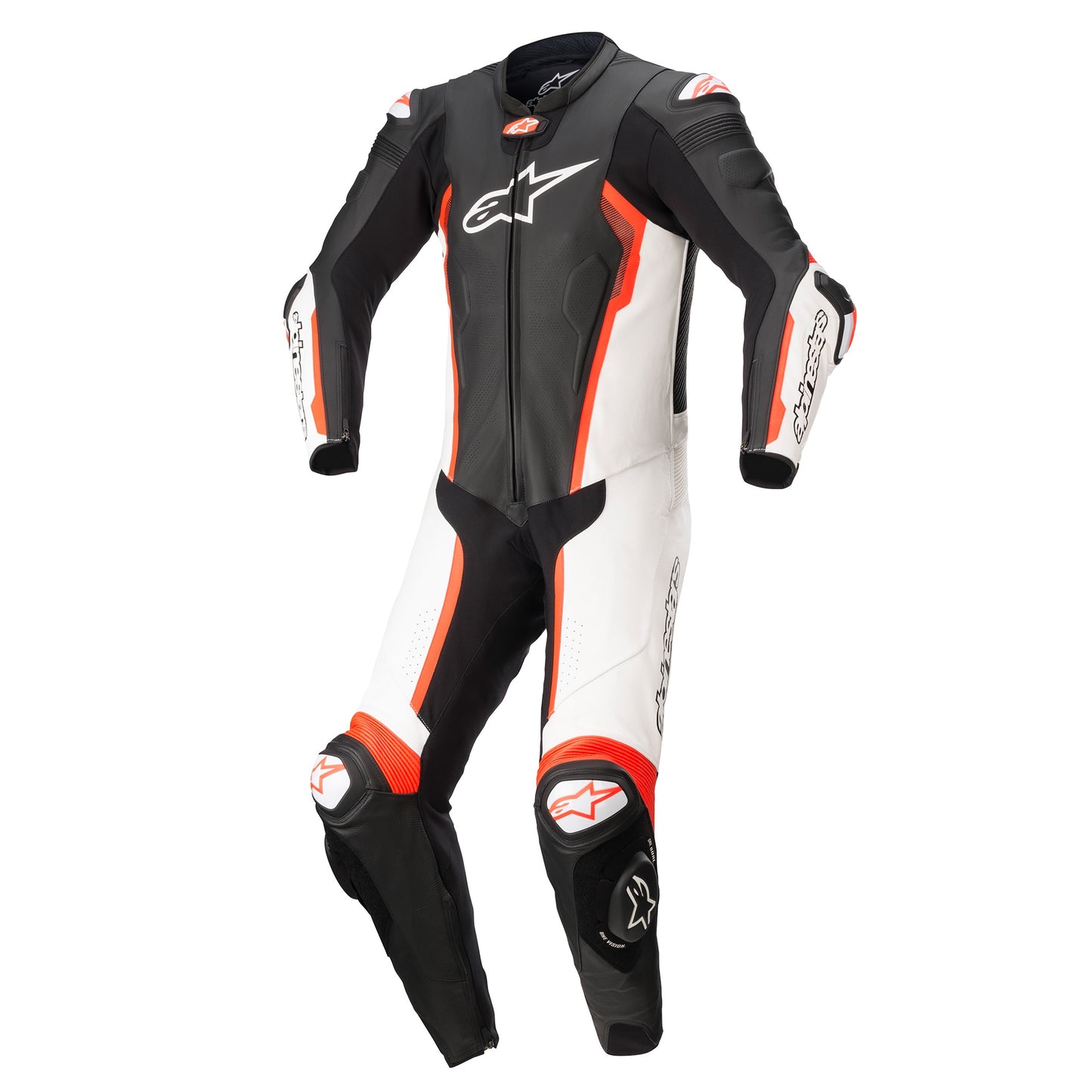 Alpinestars Missile V2 Leather Suit 1 Piece - Black / White / Red Fluo