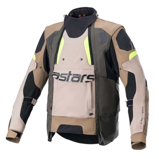 Alpinestars Halo Waterproof Drystar Jacket - Dark Khaki / Sand / Yellow Fluo