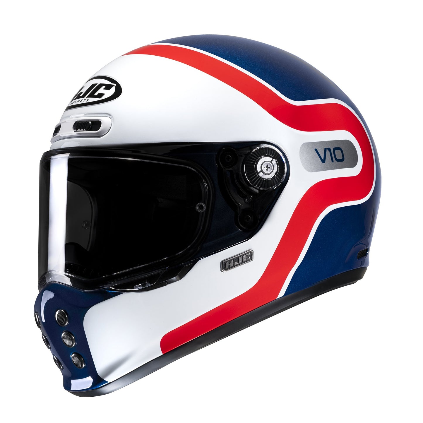 HJC V10 Grape Helmet - White / Red / Blue