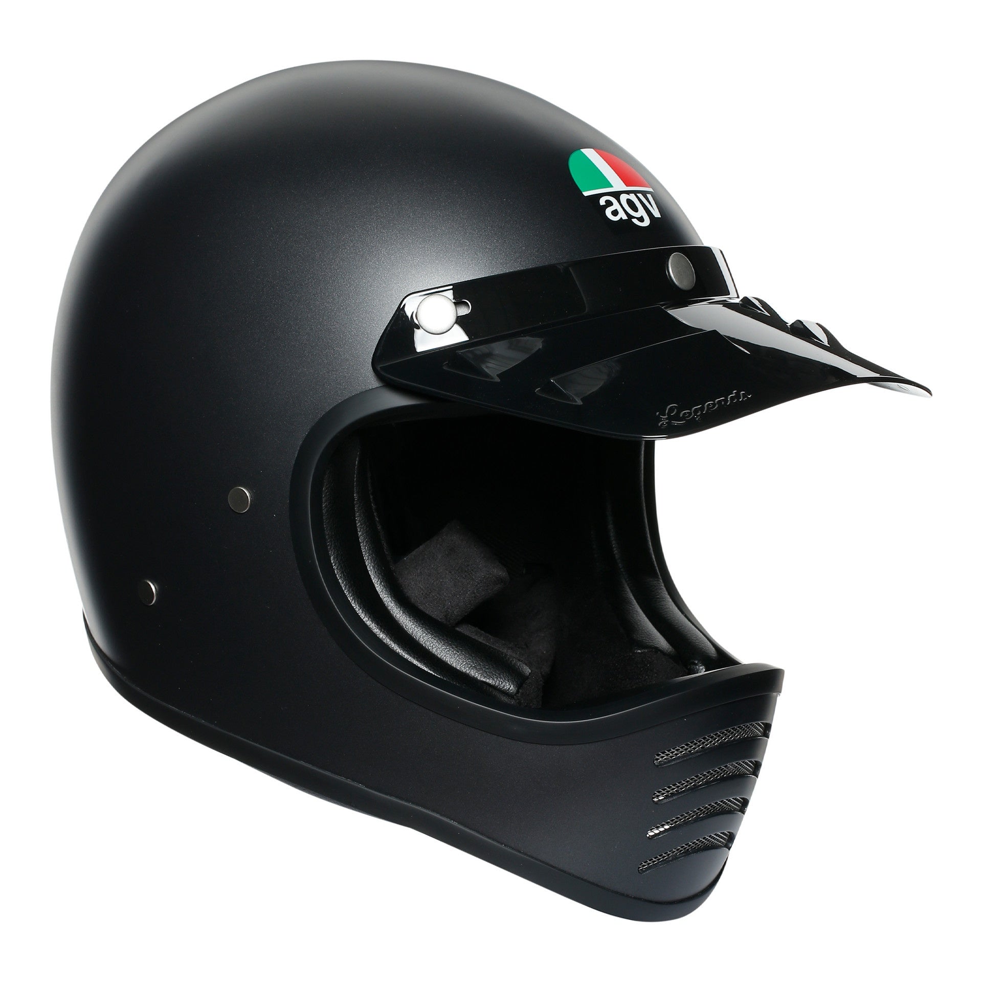 AGV X101 Solid Retro Full Face Helmet With Peak - Matt Black