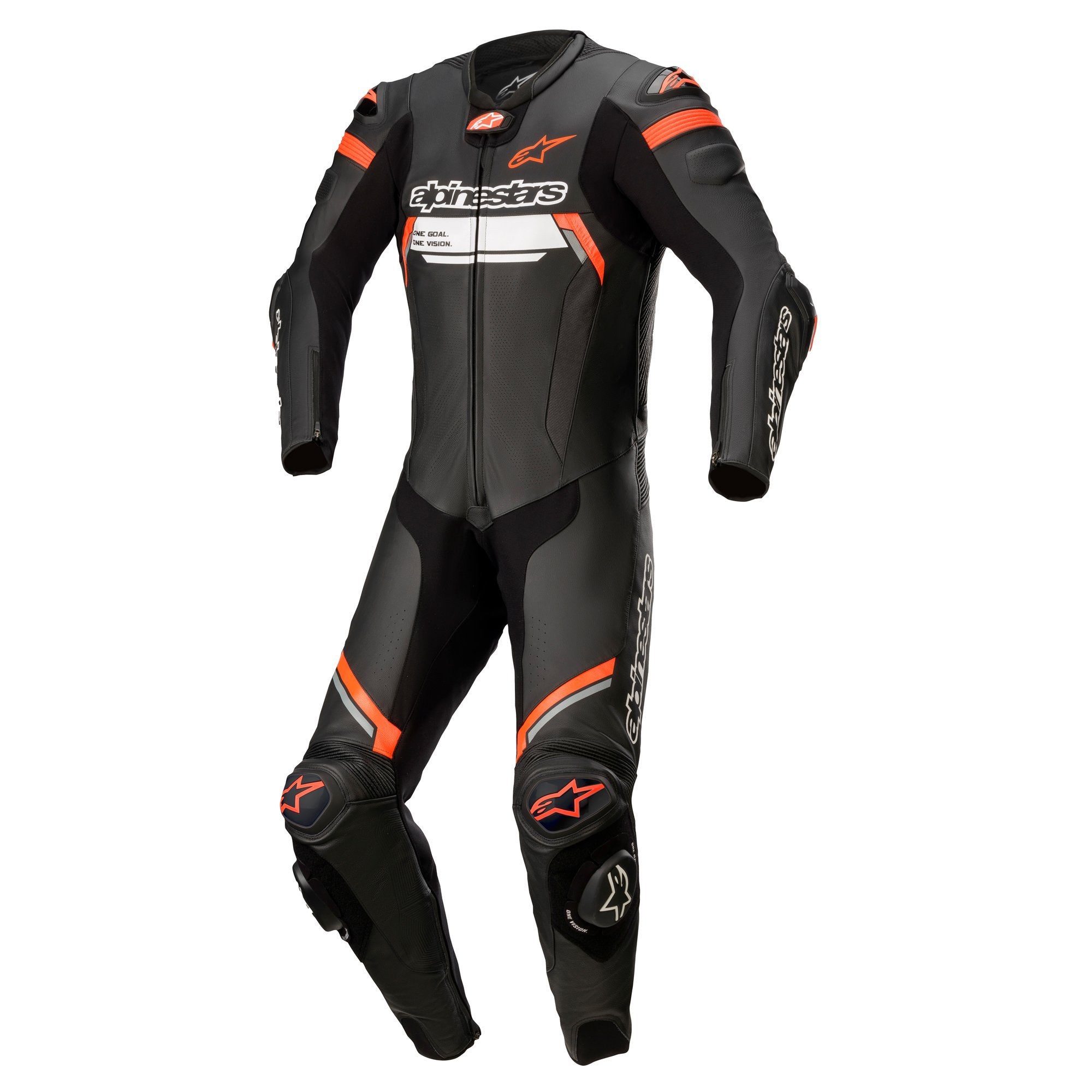 Alpinestars Missile V2 Ignition Leather 1 Piece Suit - Black / Red Fluo