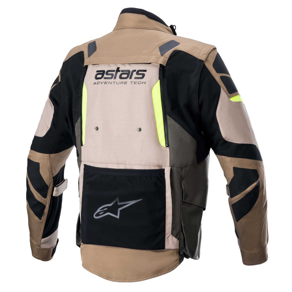 Alpinestars Halo Waterproof Drystar Jacket - Dark Khaki / Sand / Yellow Fluo