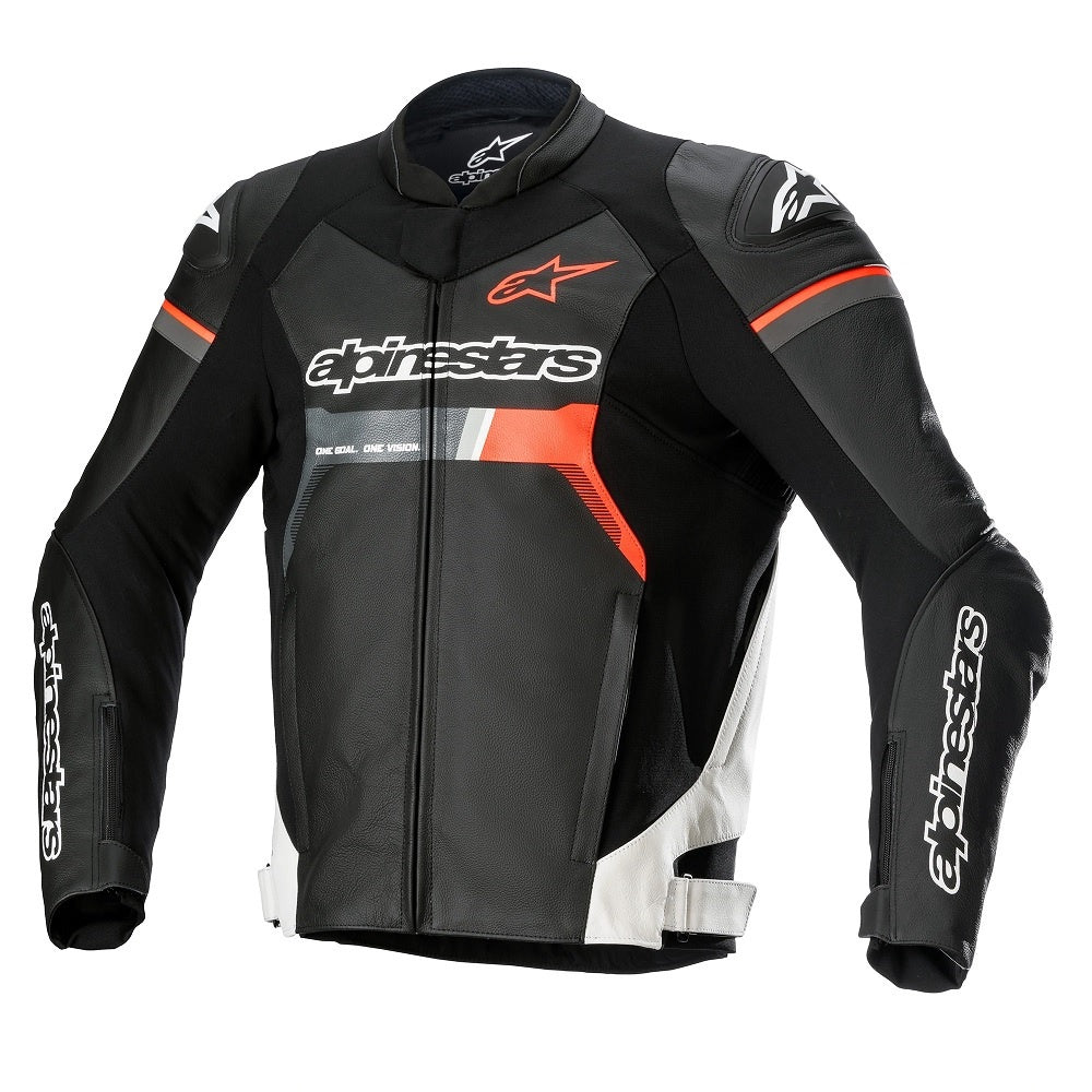 Alpinestars GP Force Sport Leather Jacket - Black / White / Red Fluo