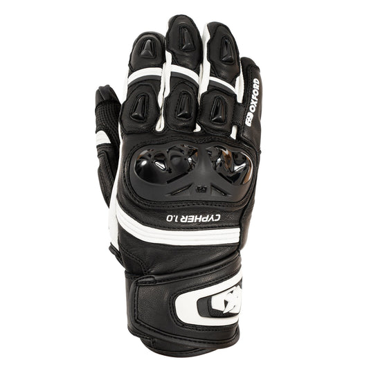 Oxford Cypher 1.0 Short Leather Mens Gloves - Black / White