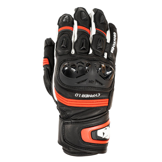 Oxford Cypher 1.0 Short Leather Mens Gloves - Black / Red / White