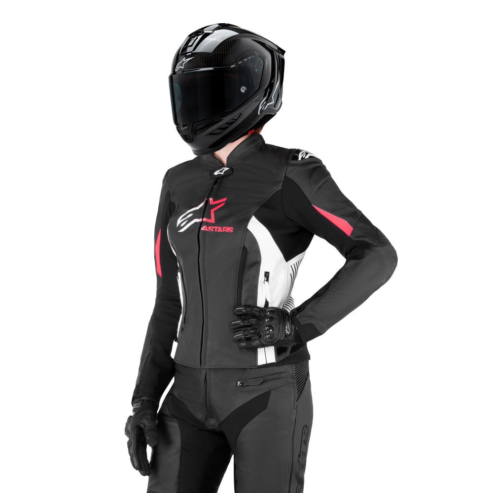 Alpinestars Stella GP Plus V4 Leather Jacket - Black / White / Diva Pink