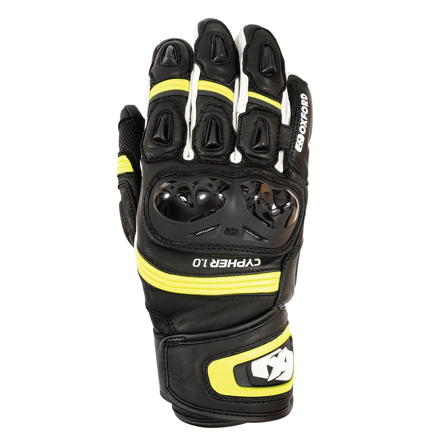 Oxford Cypher 1.0 Short Leather Mens Gloves - Black / Yellow / White