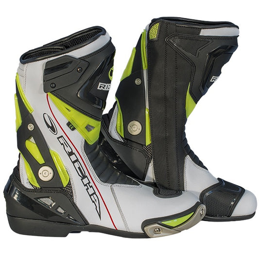 Richa Blade Leather Waterproof Boots - White / Black / Fluorescent