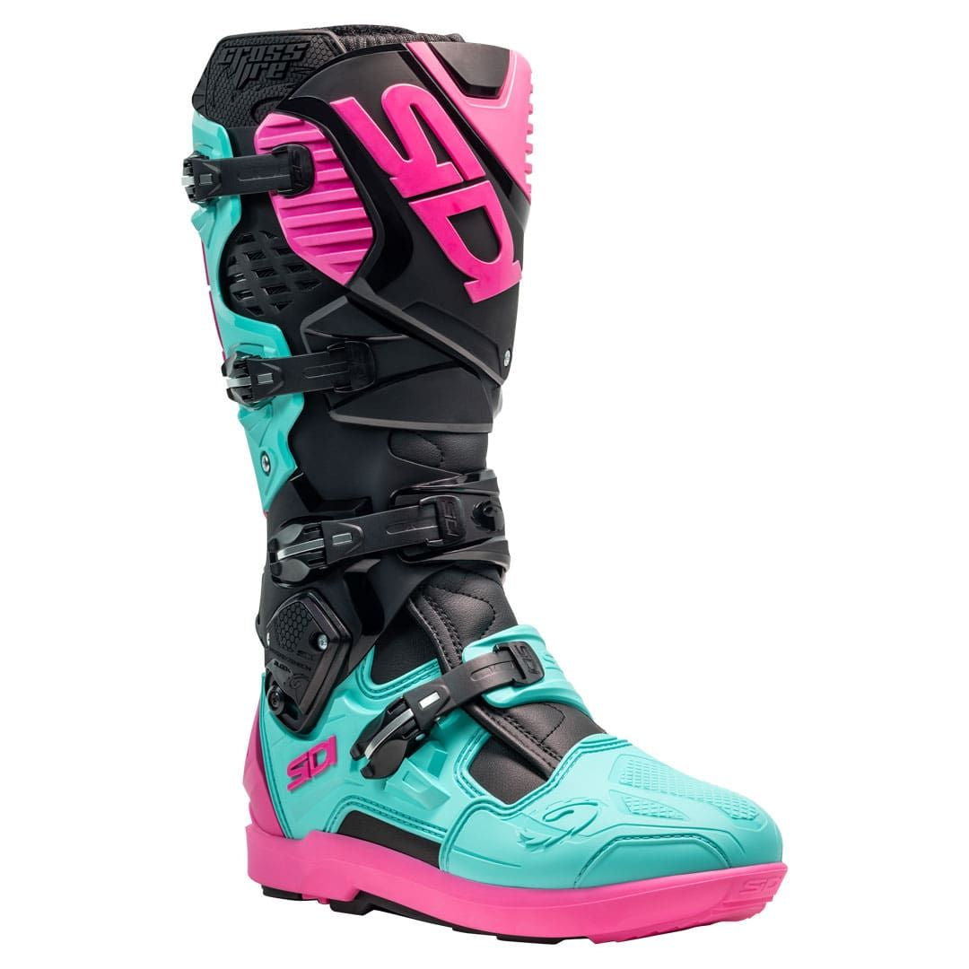 Sidi Crossfire 3 SRS Boots - Black / Mint / Pink