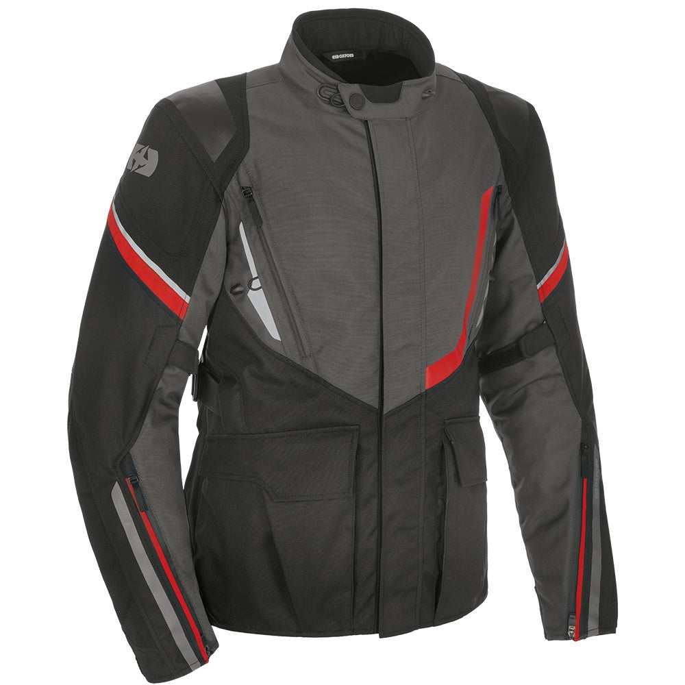 Oxford Montreal 4.0 Dry2Dry Textile Waterproof Jacket - Black / Grey / Red