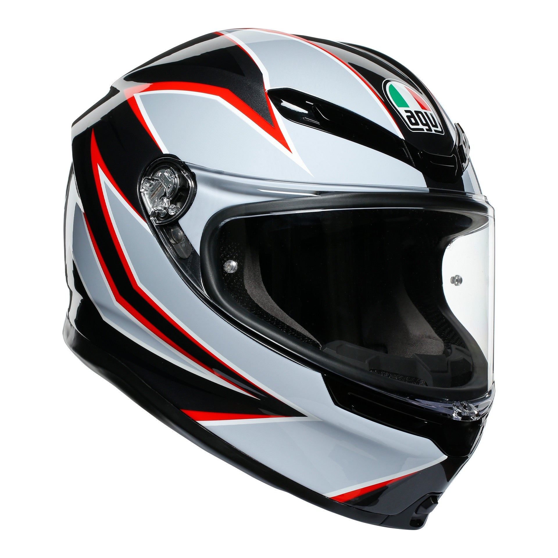 AGV K6 Full Face Helmet - Flash Black / Grey / Red .