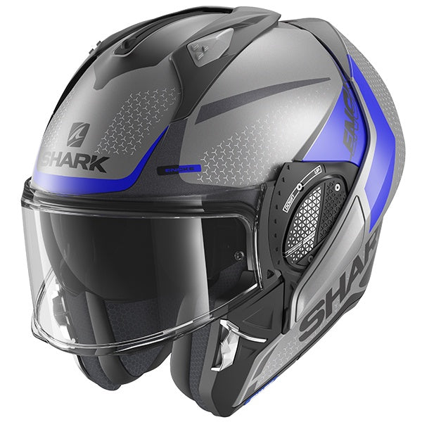 Shark Evo GT Flip Front Helmet Encke ABK - Mat Anthracite / Blue / Black