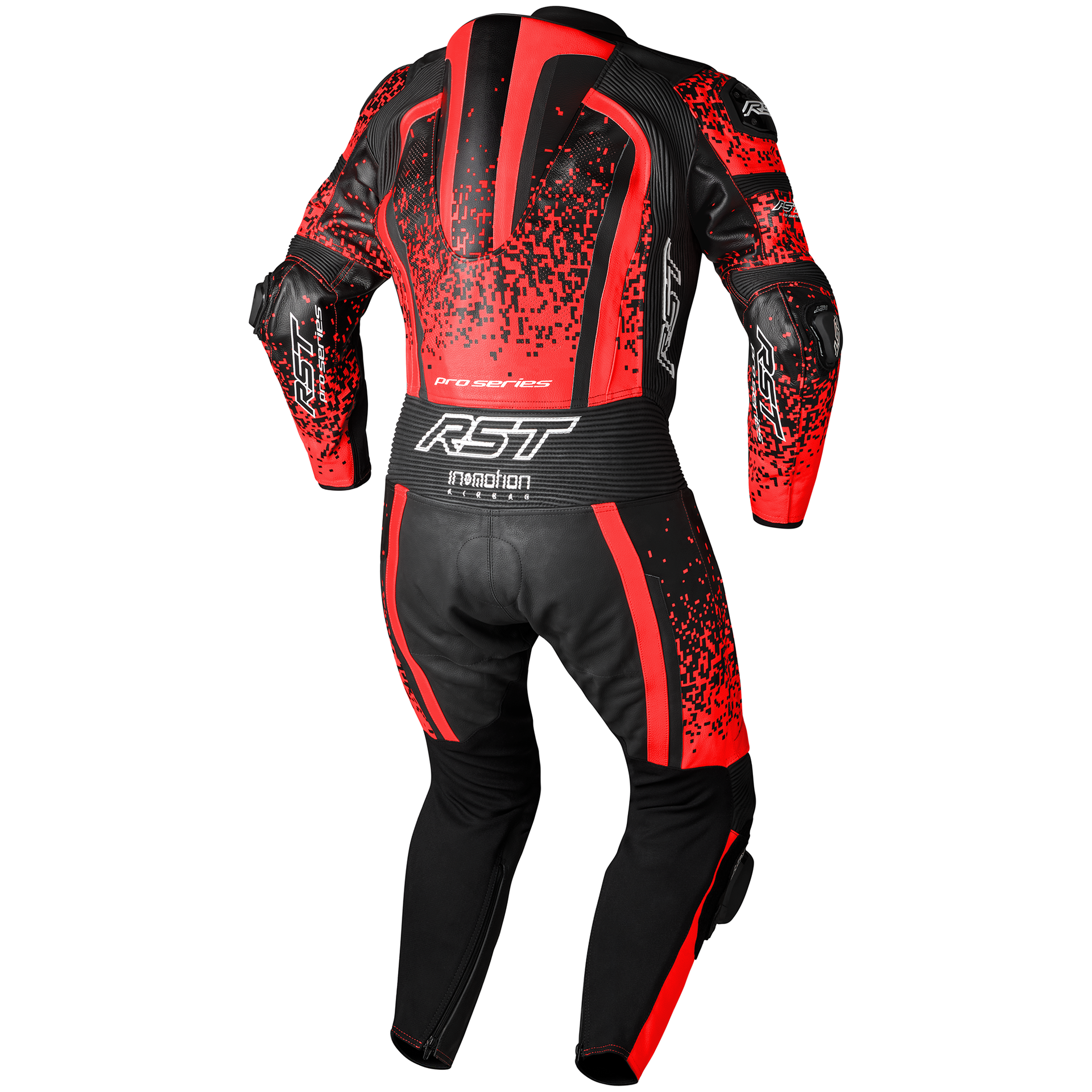 RST Pro Series Evo Airbag CE Mens Leather Suit - Flo Red / Black / Flo Red